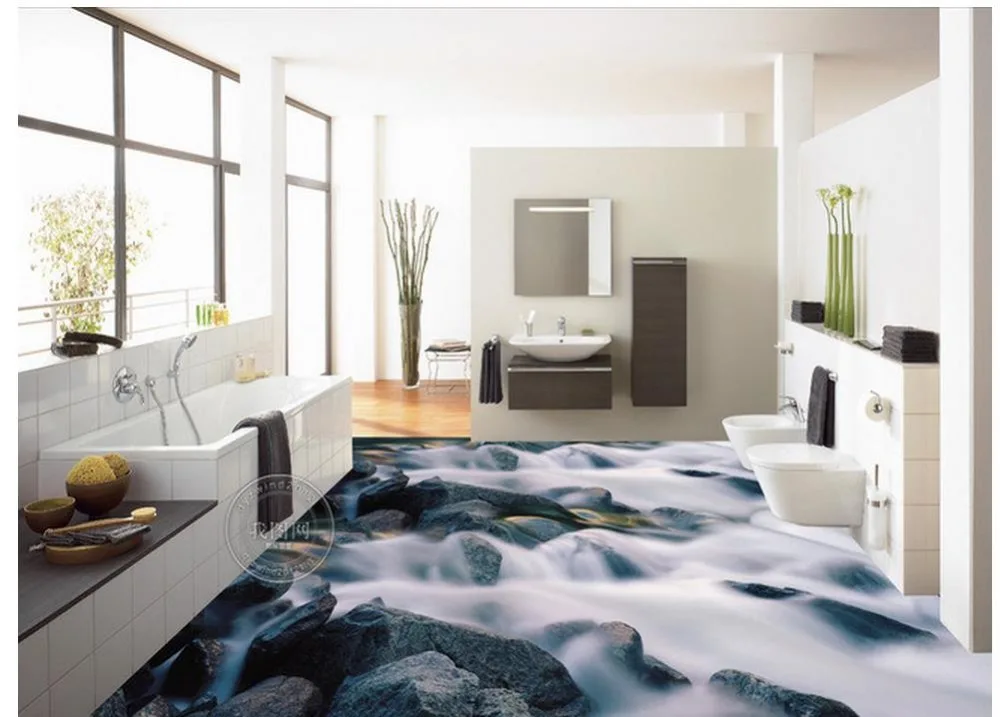 3d wallpaper pvc 3D stone floor bathroom waterproof wallpaper for bathroom wall 3d wallpaper
