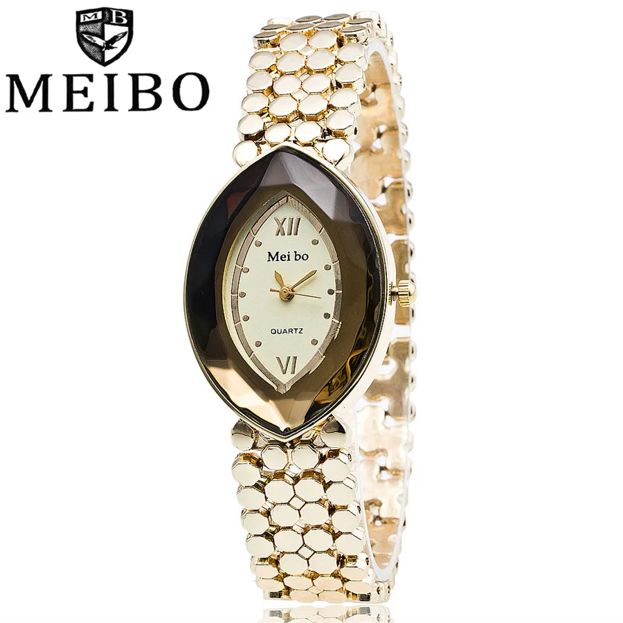 

MEIBO Brand Ladies Oval Gold Wrist Watch Women Fashion Sapphire Stainless Steel Quartz Watch Relogio Feminino Gift Clock 1985