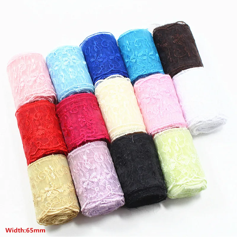 

65mm width mix Cheap mix Lace Fabric Trim Ribbon cut=5yard/lot DIY Garment Accessories embroidered lace ribbon Bilateral,x15