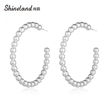 Shineland, 3 стиля, золотые, серебряные, цветные серьги-кольца для женщин, модные серьги, ювелирные изделия, трендовые аксессуары