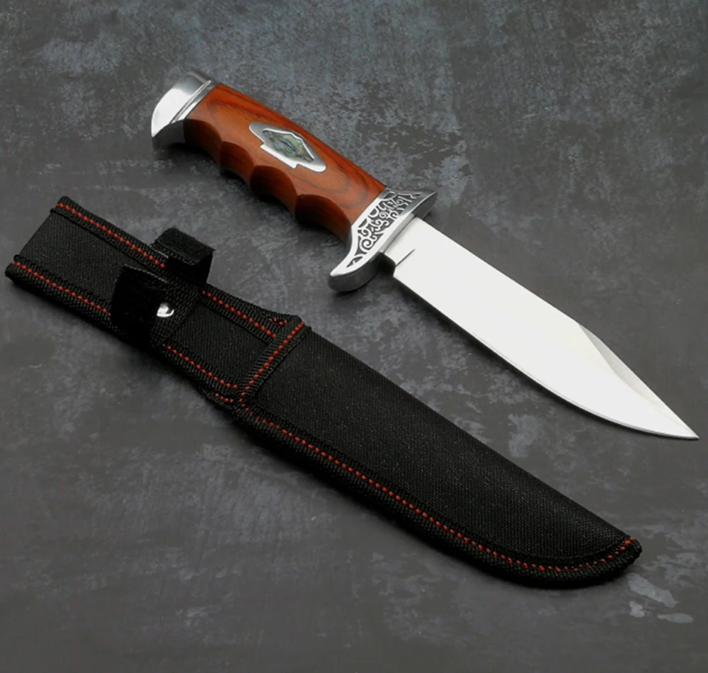 ToughKeng Fixed Blade Hunting Knife 56HRC Hardness Mirror Treatment 5Cr13Mov Steel Wooden Handle Camping Straight Knife ToughKeng Fixed Blade Hunting Knife 56HRC Hardness Mirror Treatment 5Cr13Mov Steel Wooden Handle Camping Straight Knife