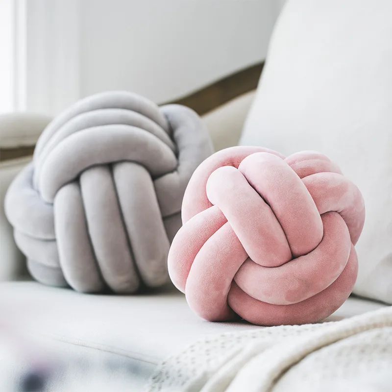 

Nordic ins Hand Knotted Spherical Throw Pillow 18cm Crystal Velvet Ball Waist Back Cushion Sofa Bed Kids Toys Baby Calm Sleep