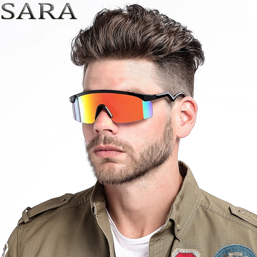 Hip Hop Oversized Red Frame Mirror Sunglasses Men Fashion Designers