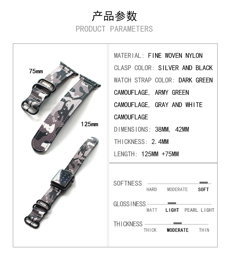 Ремешок для часов TOTOY Камуфляжный спортивный стиль, 38 мм 40 мм 42 мм 44 мм для Apple Watch ремешок, мужской нейлоновый ремешок для 42 мм Iwatch Watch Band