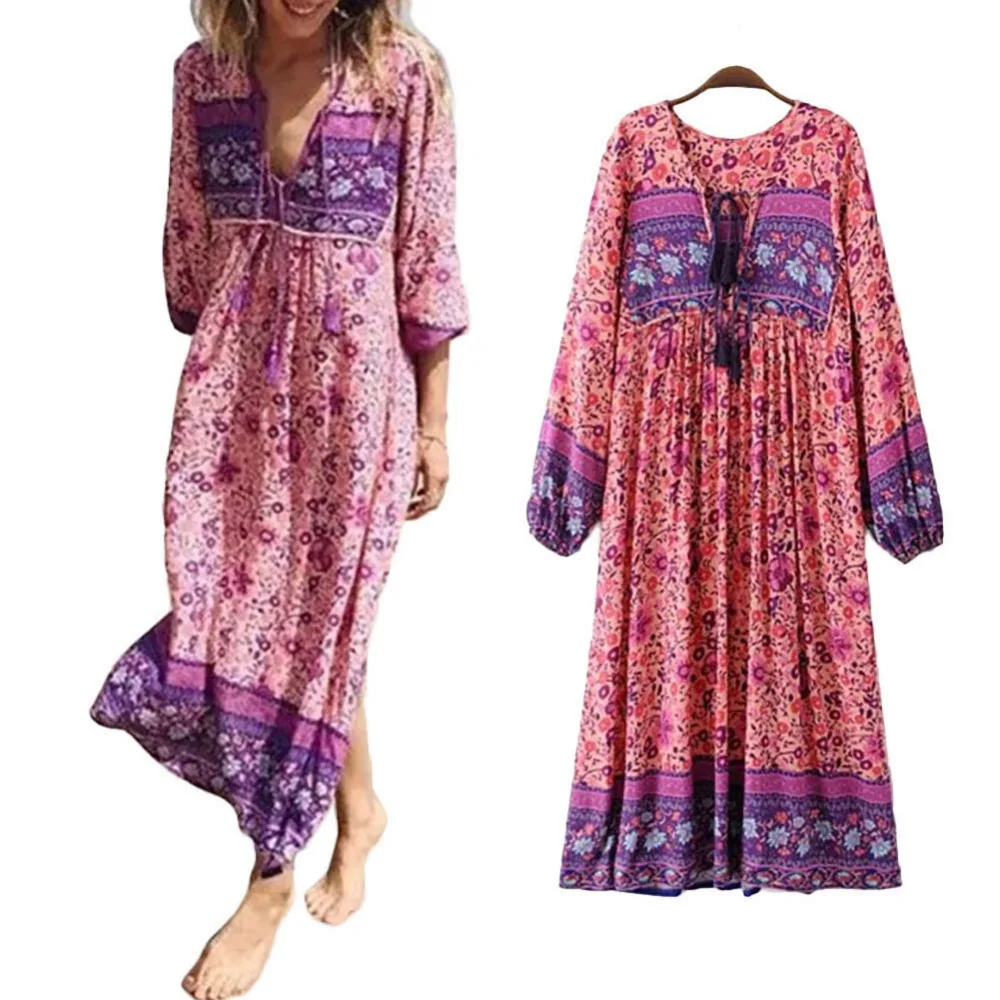 2018 Trendy Vintage 70s Hippie INDIA ETHNIC Dashiki Festival BOHO