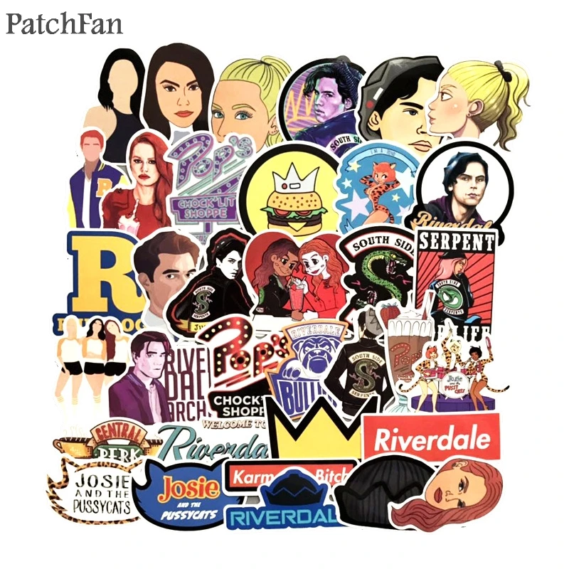Patchfan 35 قطعة Riverdale تلفزيوني المشجعين Pvc ملصقات مقاومة للماء الشارات ل DIY محمول لوح التزلج المنزل جدار ملصقا شارات A1667
