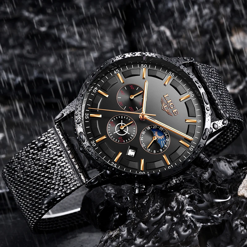 Relogio LIGE Mens Watches Top Brand Luxury Casual Quartz Wristwatch Men Fashion Stainless Steel Waterproof Sport Chronograph+Box Relogio LIGE Mens Watches Top Brand Luxury Casual Quartz Wristwatch Men Fashion Stainless Steel Waterproof Sport Chronograph+Box