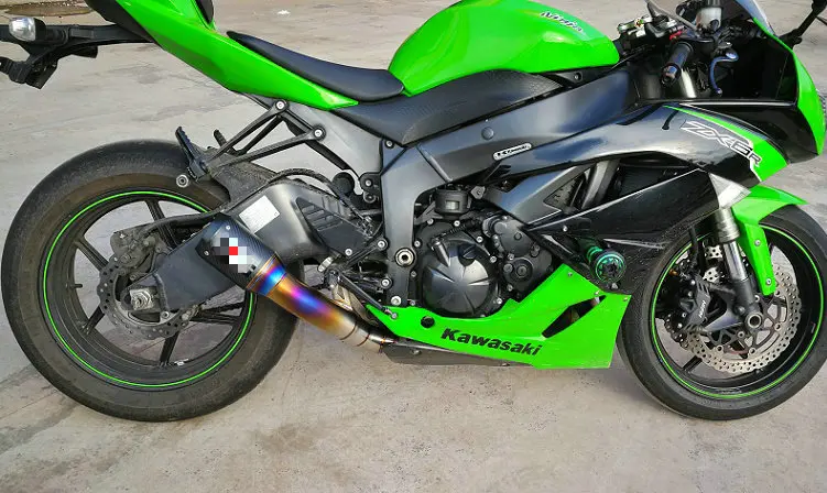 Титан выхлопной трубы для KAWASAKI ZX6R из углеродного волокна глушитель, без шнуровки для побега ZX6R на 2010 год к