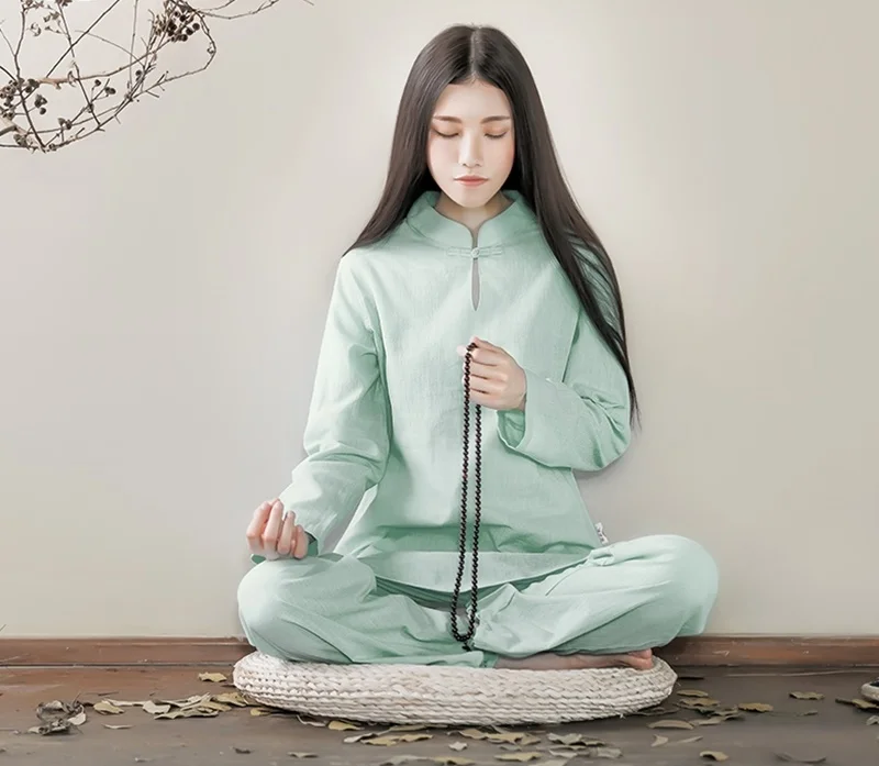 Медитация одежда в стиле Дзен китайский воин костюм свободный Йога Лен летняя традиционная китайская одежда для женщин TA1515