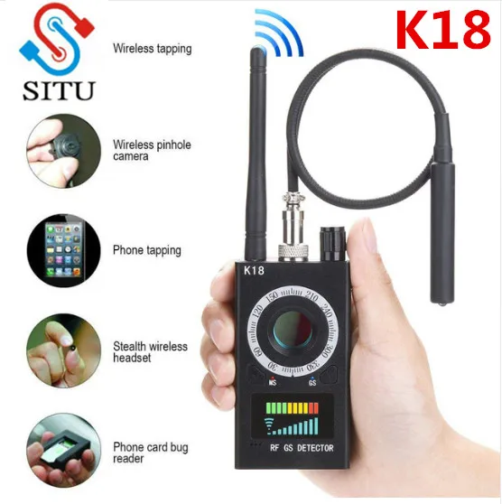 K18 Multi-function Anti-spy Detector Camera GSM Audio Bug Finder GPS Signal Lens RF Tracker Detect Wireless Products 1MHz-6.5GHz