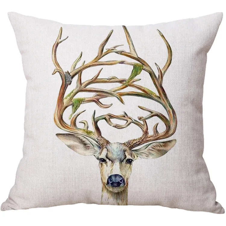 45x45cm Linen Cotton Rainbow Elk Custom Cushion Covers Color Pillows Covers Throw Pillows Cases