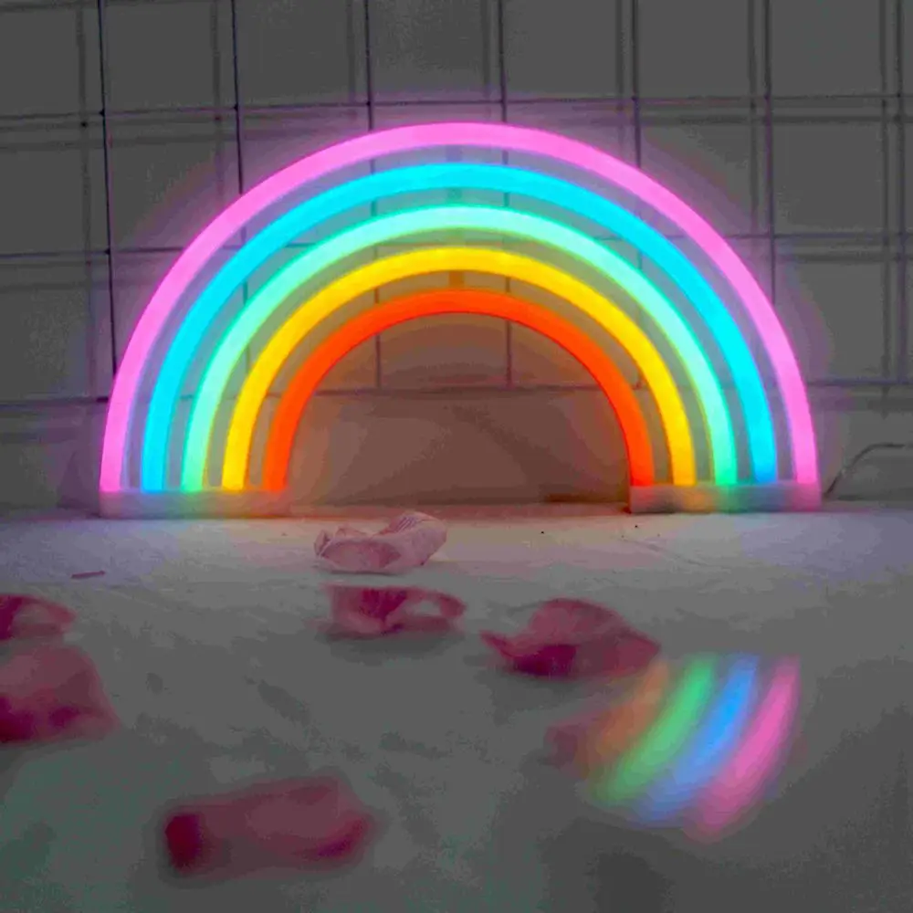 

Colorful Rainbow Neon Sign LED Night Light UAB Charge Plug in Wall Lamp For Children Bedroom Decor Kids Gift Toy Decorations