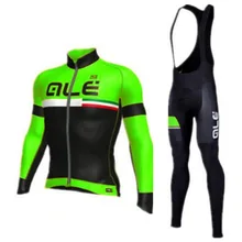 2017 Ale Team Men’s Winter Thermal Fleece keep warm windproof Cycling Jersey long sleeve Set Outdoor winter Sport Clothing Suit