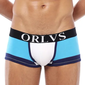 

ORLVS Soft cueca masculina Men's Sexy Cotton Men Underwear Boxer Four Colors Panties Male U Pouch Shorts Solid Cuecas
