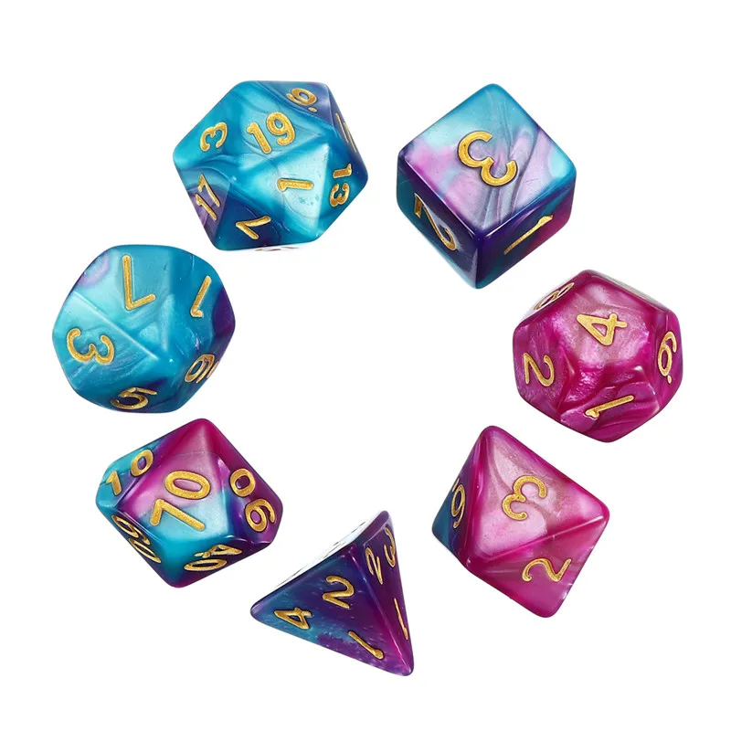 

7Pcs/Set TRPG Games Gaming Dices D4,D6,D8,D10,D10%,D12,D20 Multi-sided Dice Party Entertainment Board Games Best Gifts