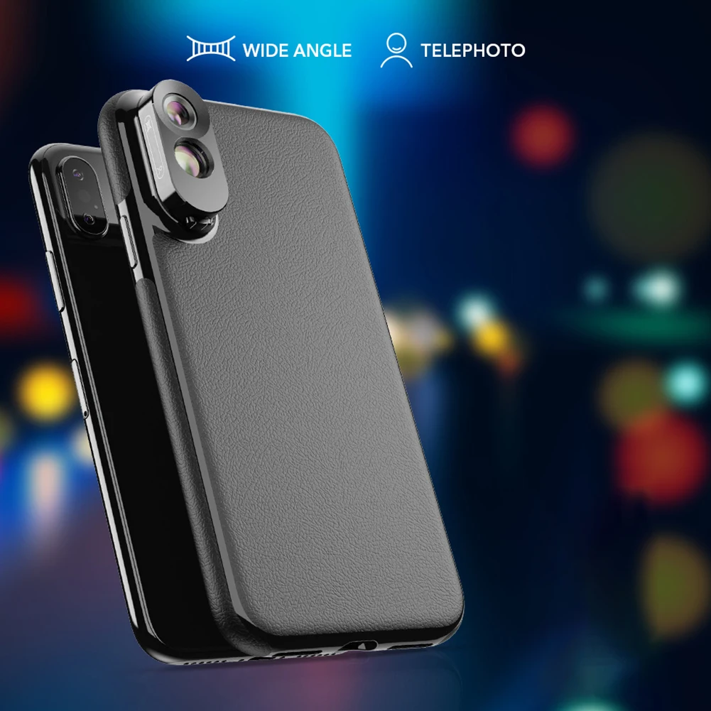 

External Black Zoom Camera Detachable Fisheye 2in1 Macro Phone Lens Telephoto Protection Super Small Portable Case For IPhone