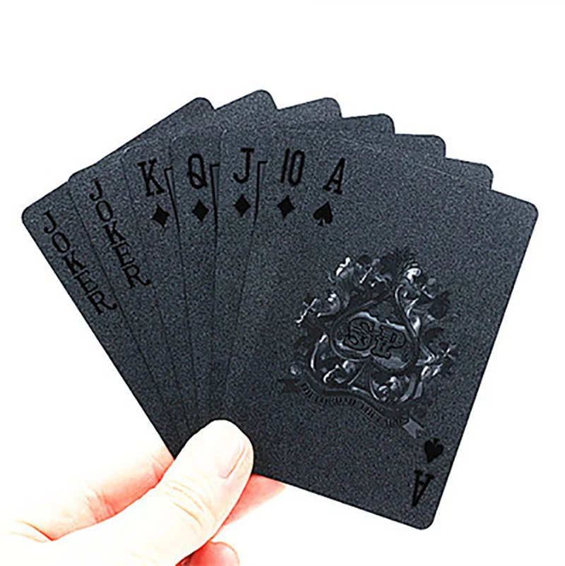 Золотая покерная водонепроницаемая черная пластиковая коллекция игральных карт черный бриллиант покерные карты креативный подарок стандартные игральные карты