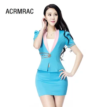 

Women Sets Slim summer splice Short sleeve short coat skirt 2-piece set Women Skirts suits Women set suits 2181