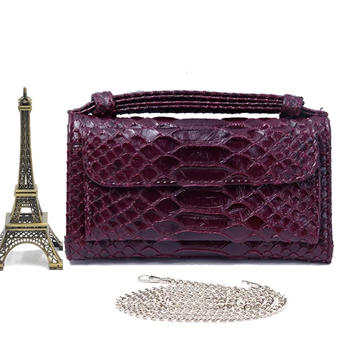 Genuine Leather Day Clutch Crocodile Pattern Phone Clutch Python Pattern Pouch Shoulder Crossbody Bag Ostrich Pattern Women Tote - Цвет: Snake Wine Red