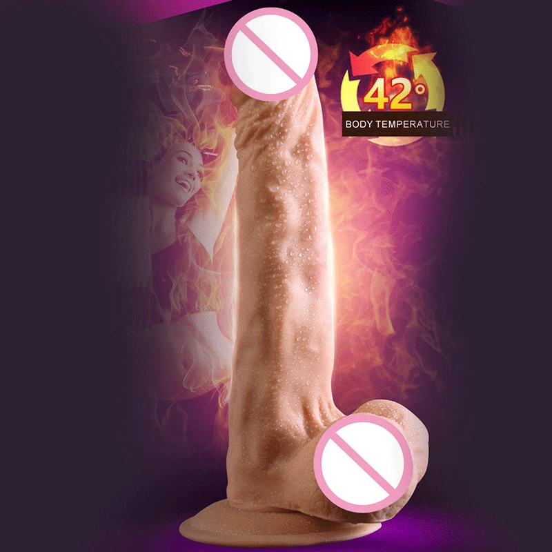 Super Big Control Heating Vibrating Suction Cup Realistic Dildo Male Artificial Penis Dick font b Sex
