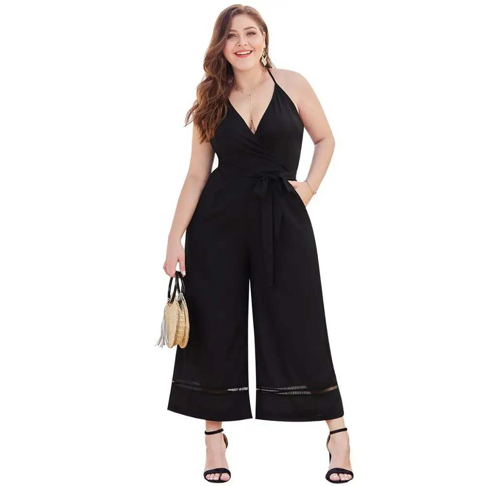 Summer Holiday Casual Black Jumpsuit Maxi Plus Size Wide Leg Strap Jumpsuit Summer Holiday Casual Black Jumpsuit Maxi Plus Size Wide Leg Strap Jumpsuit