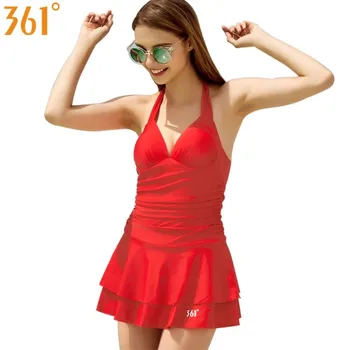 

361 Skirted One Piece Swimsuit Dress Red Black Swimwear Push Up Bikini Slimming Bathing Suits for Women Underwire Swimming Suit