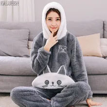 Топ Зима плюс размеры для женщин пижамы женские пижамные комплекты M-4xl фланец мультфильм толстый коралловый флис с ш