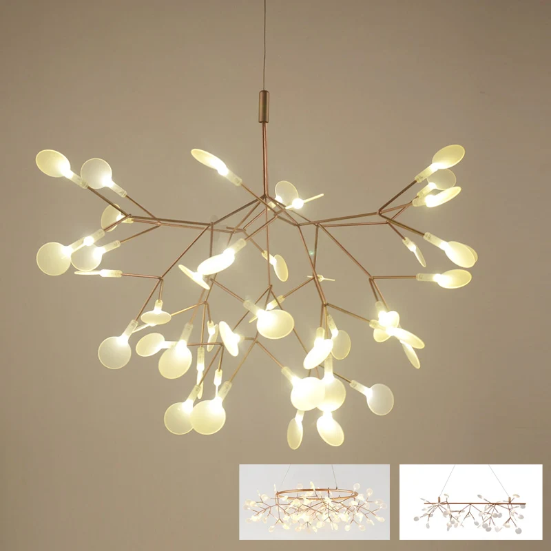 

Post modern stylish tree branch leaf LED pendant light lamp decorative firefly ceiling hanging wire cable lamp light LED