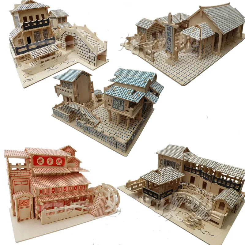 Famous Chinese Buildings 3D DIY Puzzle Castle Model Kits House Assembling Wood Toys Kid Construction Pattern Gift | Игрушки и хобби