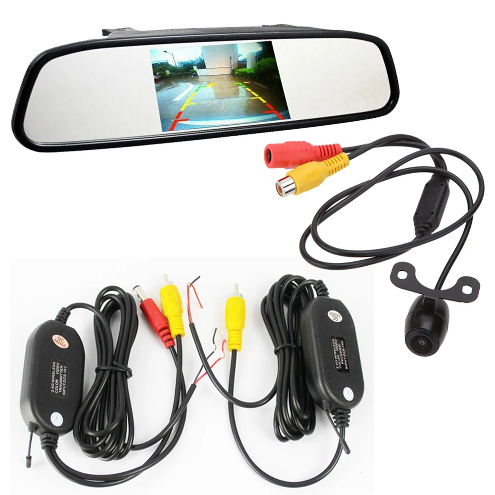 

Parking Monitor HD Video Auto,LED Night Vision Reversing CCD Wireless Rear View Camera With 4.3 inch Car Rearview Mirror Monitor