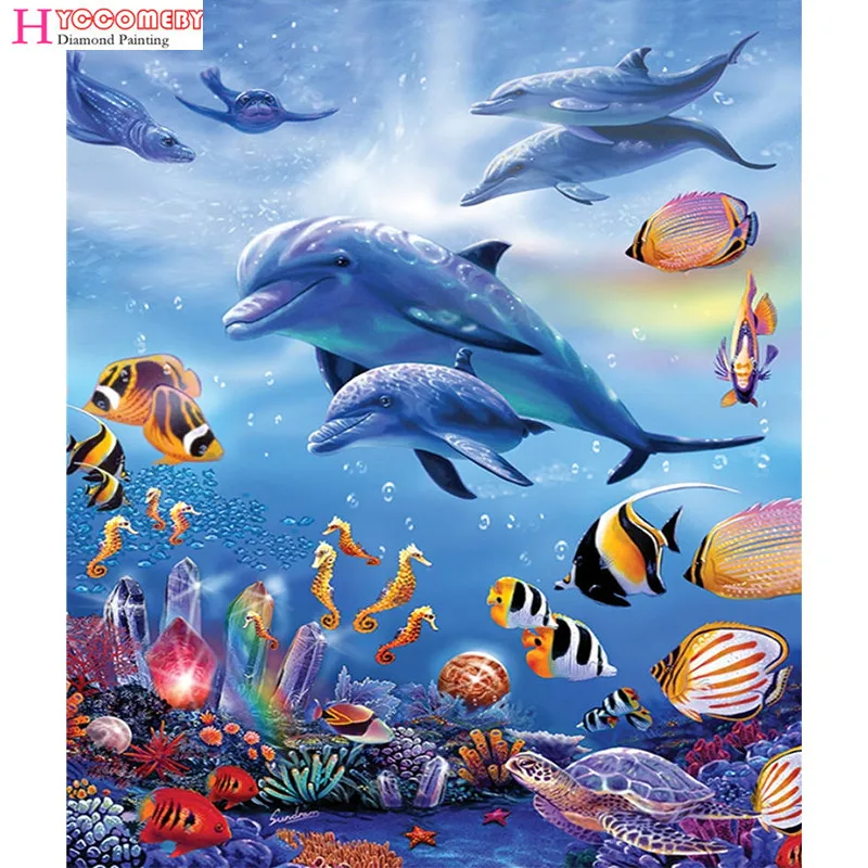 

5D Full Square animal Dolphin picture diamond painting cross stitch diamond embroidery painting diamond mosaic home decor