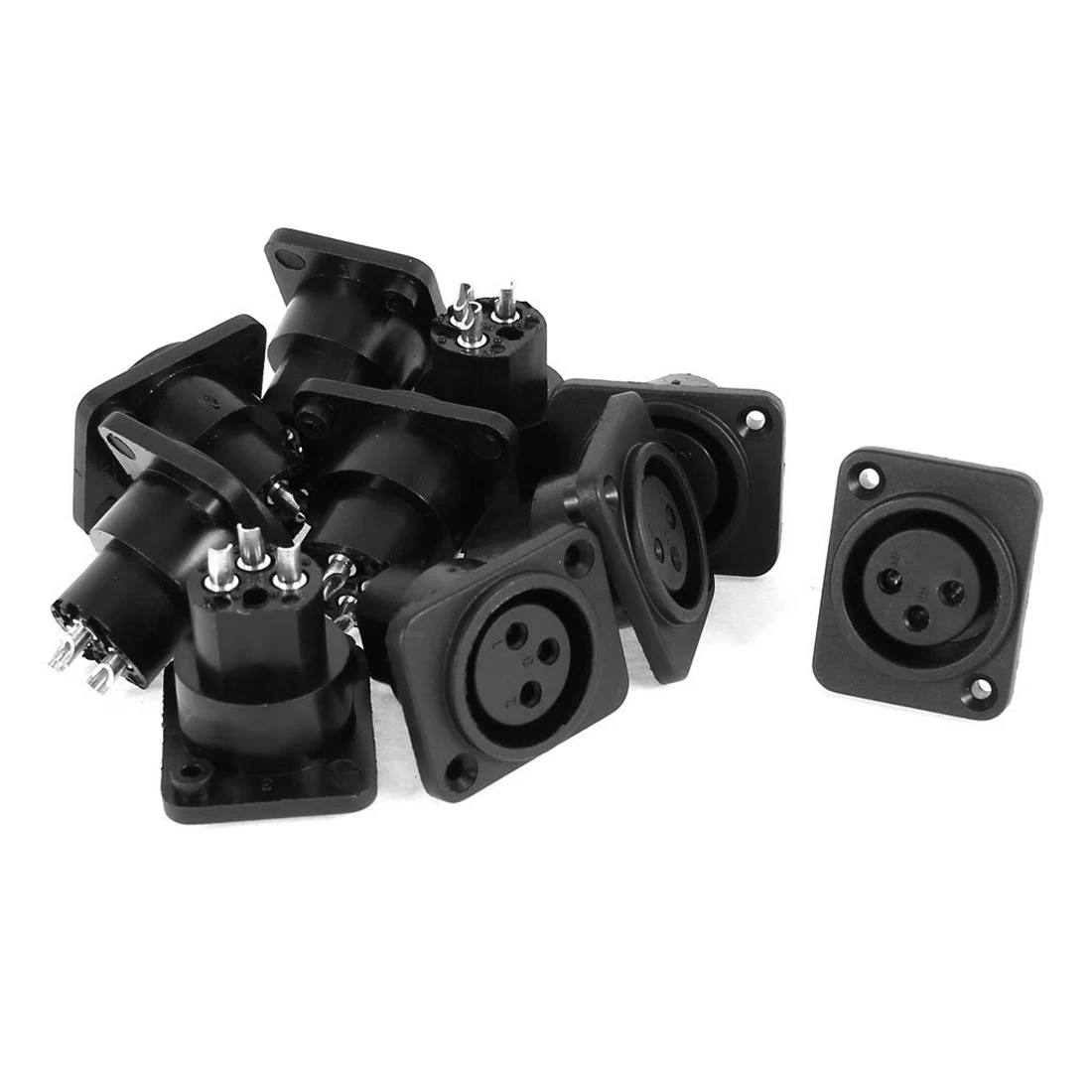  ГФЭ Аудио XLR Женский Джек Монтажа в Панель Разъем Черный Серебряный Тон 10 Шт. 