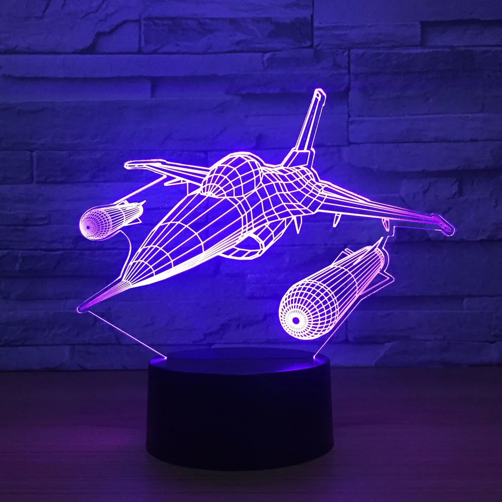  New Warplane Aircraft 3D Night Light Table lamp Multi Colors Jet plane with USB Power Decor Birthda - 32885745817