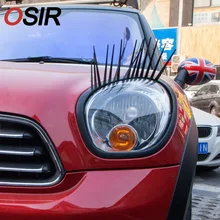2 pcs 3D Preto Encantador Cílios Postiços Falso Eye Lash Adesivo Decoração Do Farol Do Carro Engraçado Decalque Para Beetle 6806