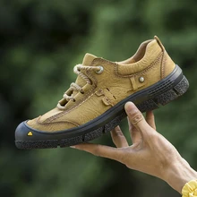 2018 zapatos de cuero a la moda Zapatos de senderismo al aire libre para hombre zapatillas de deporte a mano Vintage Huarache mocasines antideslizantes súper planos calientes