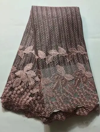 Африканская кружевная Цветочная узор 125 см ширина ткань для одежды и моды продается 5 ярдов - Цвет: Blushing Pink