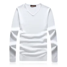 Осенний повседневный мужской свитер с v-образным вырезом, белая облегающая трикотажная одежда, мужские свитера, пуловеры, пуловеры, мужские эластичные топы размера плюс
