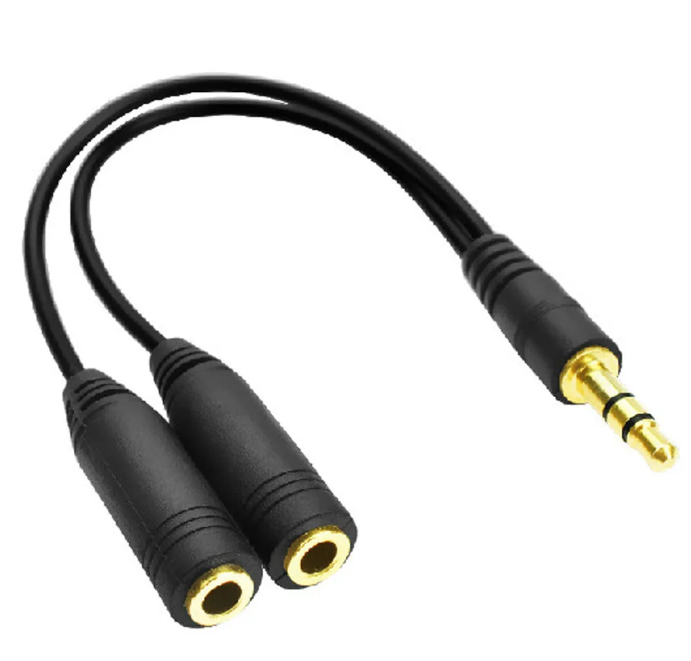 

HIPERDEAL Gold Plated 3.5mm Stereo Audio Male to 2 Female Headset Mic Y Splitter Cable Adapter for PC Laptop Computer Jan24P