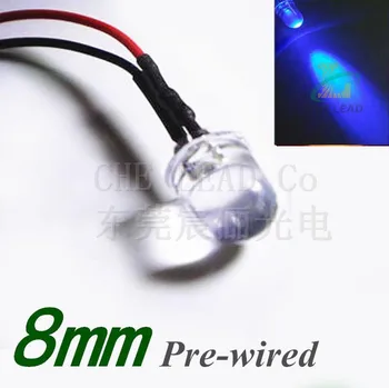 

High bright 12V/24V Pre-wired led light lamp Blue 8mm DIP LED 20mm prewired led 100pcs/lots