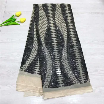 

French Nigerian Sequins Lace Fabric 2019 High Quality African Lace Fabric Wedding French Tulle Lace For Dress