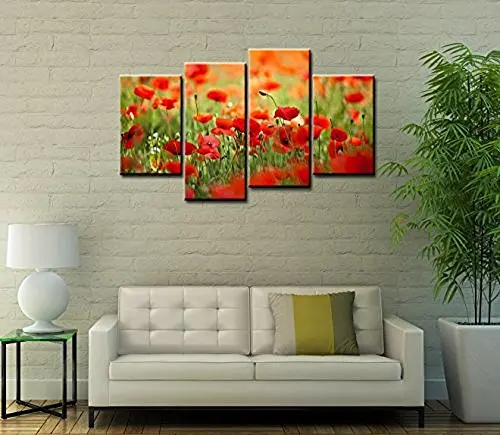 Forever-With-Me-Flower-Paintings-Wall-Art-Corn-Poppy-Field-and-Cute-Bud-4-Pieces-Picture (3)