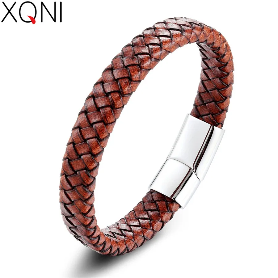 XQNI pulseiras masculin минималистичный Плетеный не выцветающий антиаллергенный браслет из натуральной кожи и браслет для мужчин аксессуары ювелирные изделия