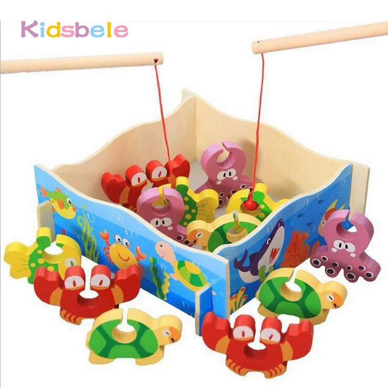 

Kids Fishing Toys Educational Wooden Gift Fishing Board Mini Ocean Crab Assembling Fishing Game Outdoor Fun Toys For Children