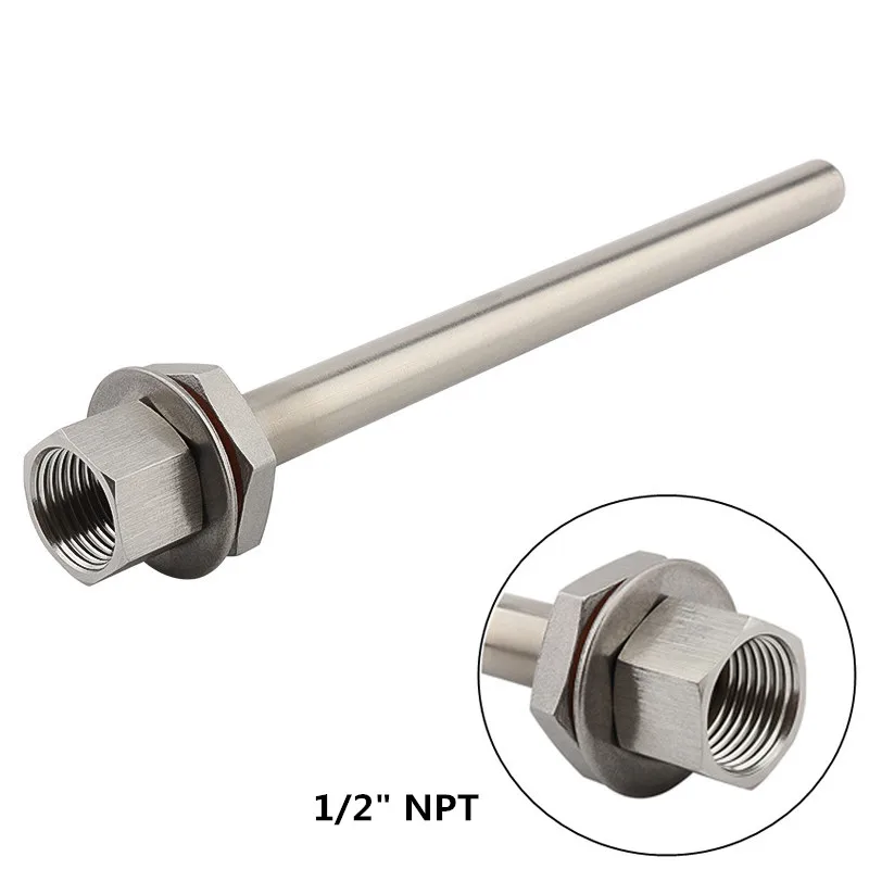 9 بوصة الفولاذ المقاوم للصدأ و Thermowell عدة ، 1/2 ''NPT الموضوع مع قفل الجوز + غسالة + O-حلقة ، المنزل تختمر Weldless معدات سباكة أدوات