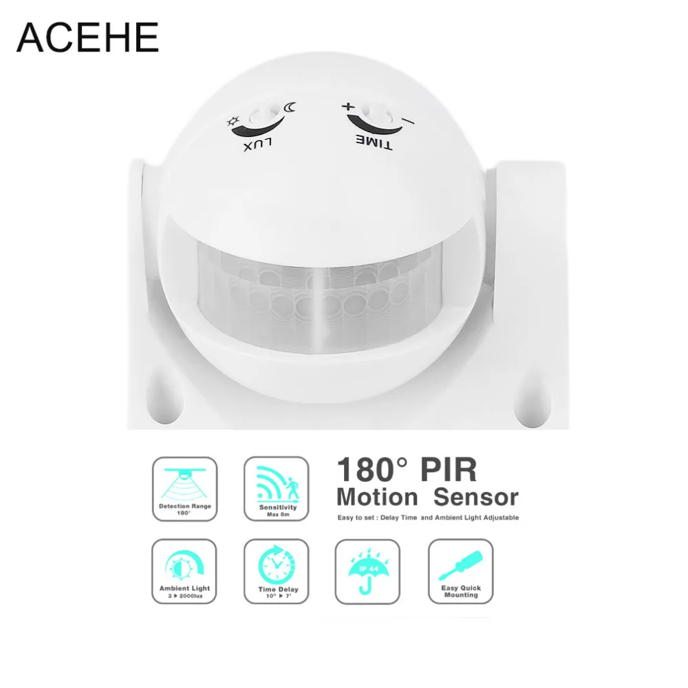 

ACEHE 220V 180 Degree Outdoor PIR Infrared Motion Sensor Switch Detector Movement Motion Sensor Light Switch for LED Light lamp