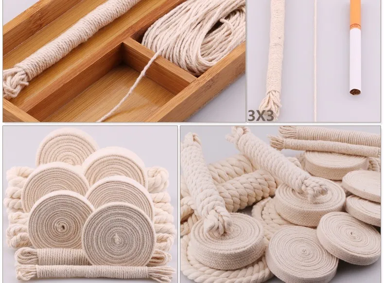5yd/lot high strength natural color 3ply round flat Rope 100% cotton Cords for home handmade garment accessories Craft Projects 40 S006_06