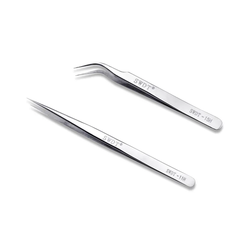 

UANME SWDT 11H 15H Precision Stainless Steel Magnetic Curved Straight Tweezers For Cell Phone Tablet Computer Repair Hand Tools