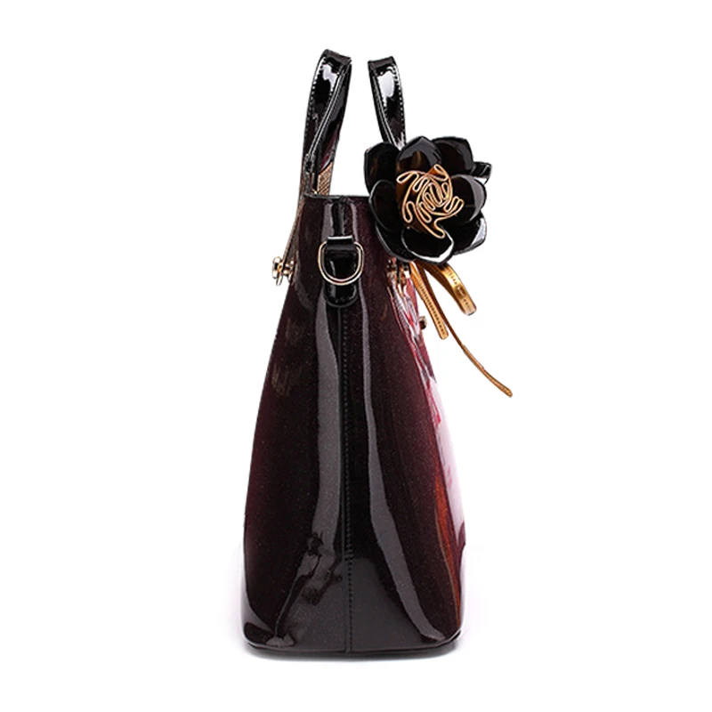 Beste 2020 Nieuwe Vrouwen Patent Lederen Handtassen Designer Hoge Kwaliteit Vrouwen Messenger Bag Luxe Dames Schoudertas Mode Bloemen Tote