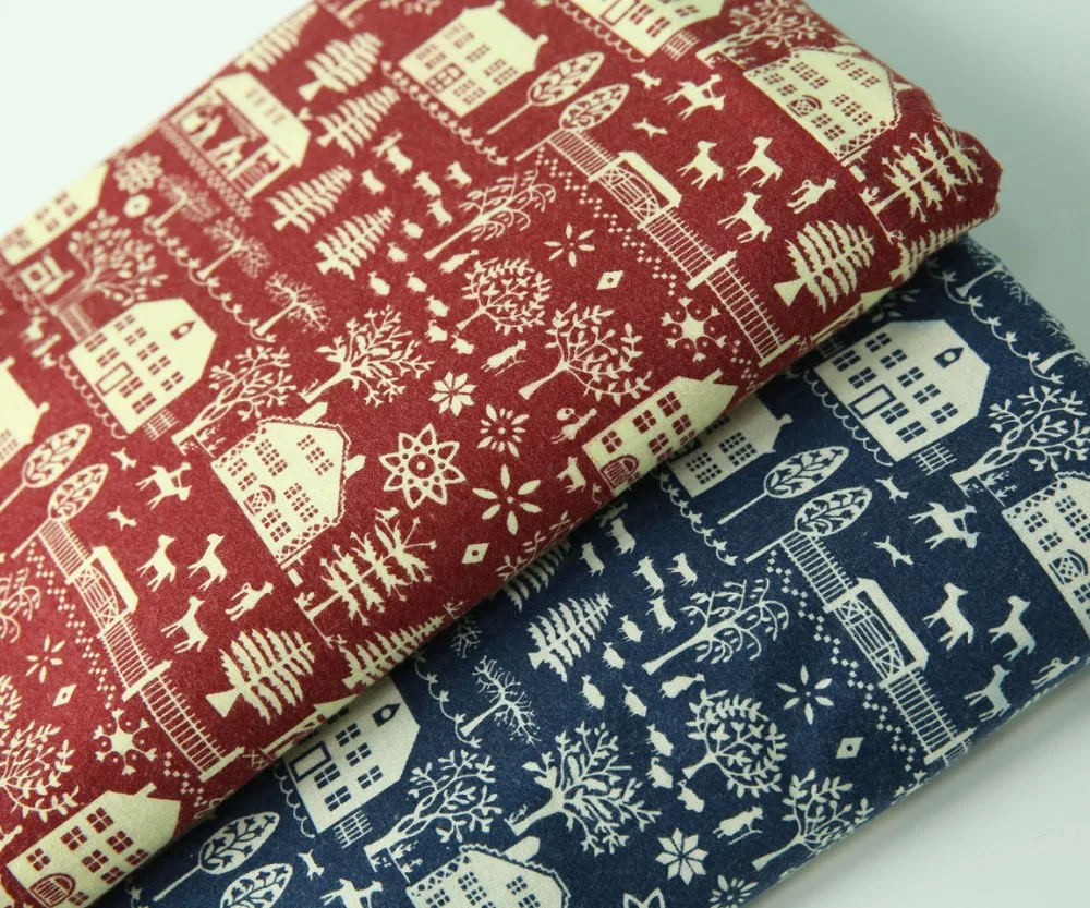 140*50cm Town High quality Cotton Fabric for Christmas Gift DIY Sewing