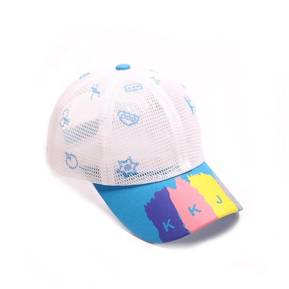 

Spring and summer sunscreen rainbow graffiti printing mesh cap pupils outdoor spring sun hat children cap baseball cap